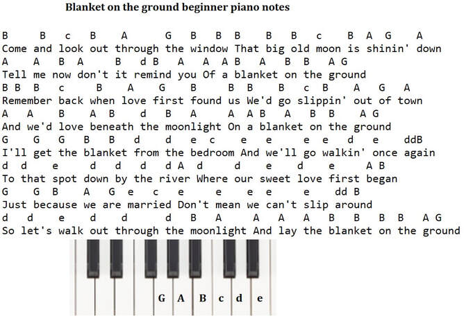 Blanket on the ground easy piano notes