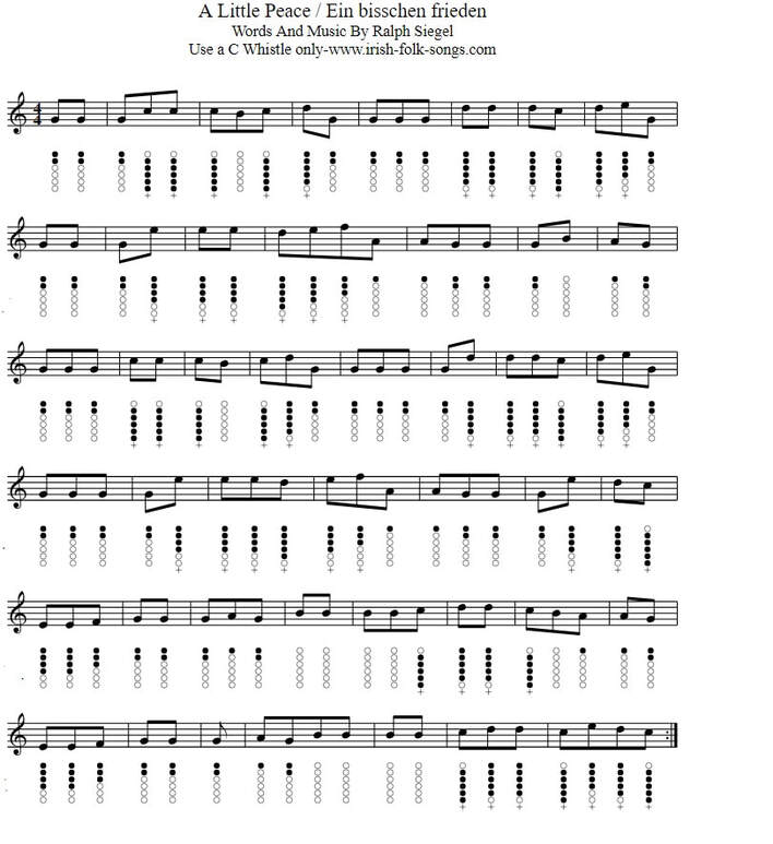 Ein bisschen frieden sheet music noten in C Major