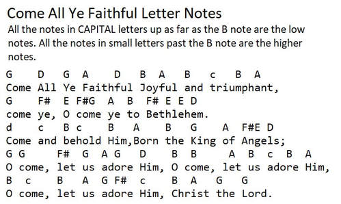 Come all ye faithful letter notes