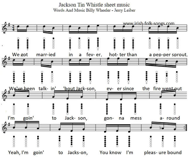 Jackson Tin Whistle Sheet Music tab By Johnny Cash