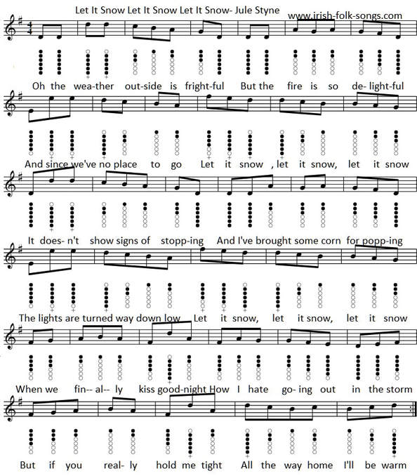 Let it snow sheet music for tin whistle