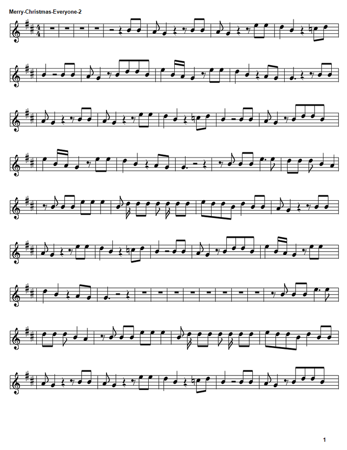 Merry Christmas piano sheet music notes by Shaken Stevens