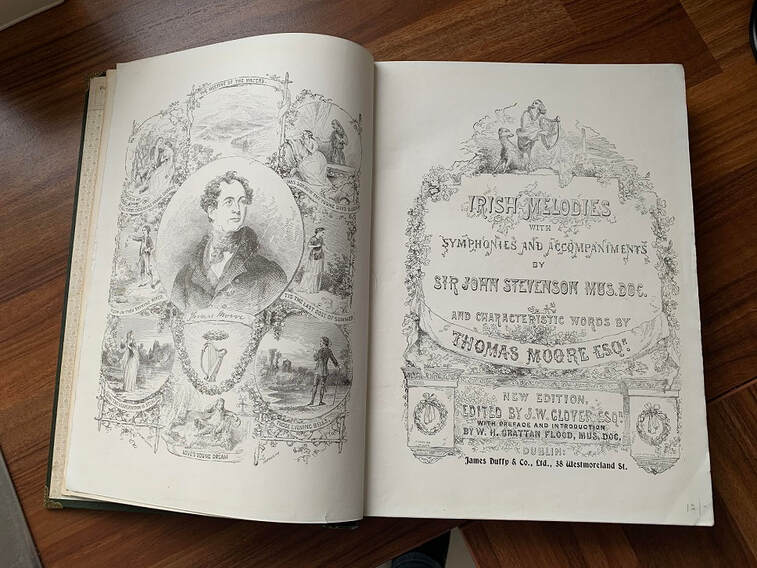 Moore's Irish Melodies book of folk songs including sheet music