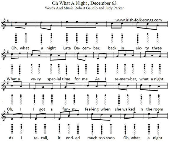Oh What A Night Tin Whistle Sheet Music