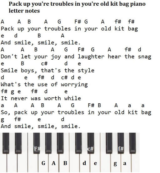 pack up your troubles piano letter notes