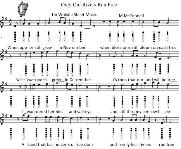 Only her rivers run free sheet music for tin whistle