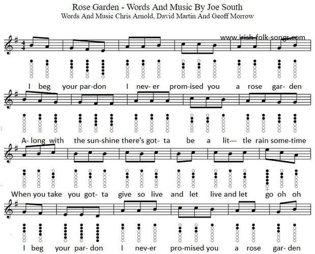 Rose Garden Tin Whistle Sheet Music