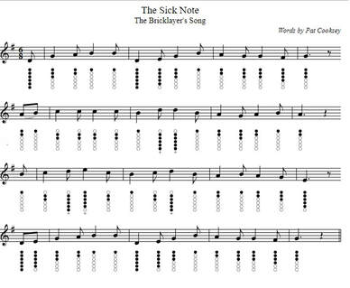The sick note sheet music for tin whistle