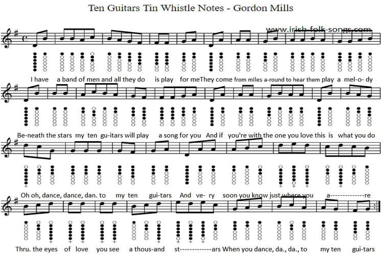 Ten guitars tin whistle sheet music