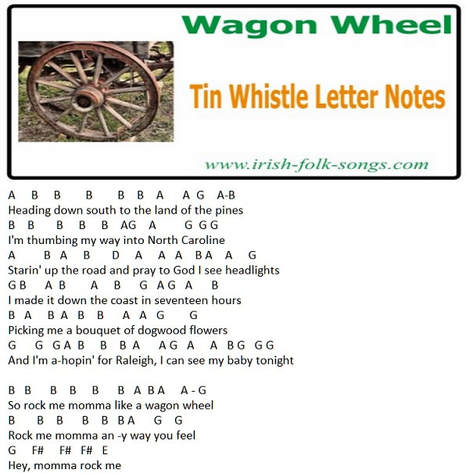Wagon wheel tin whistle letter notes