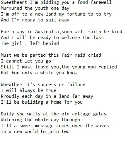 Far away in Australia lyrics
