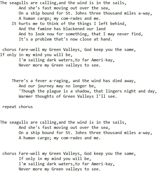 Farewell my green valleys lyrics