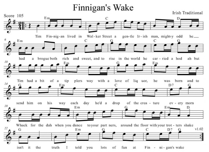 Finnigans wake sheet music