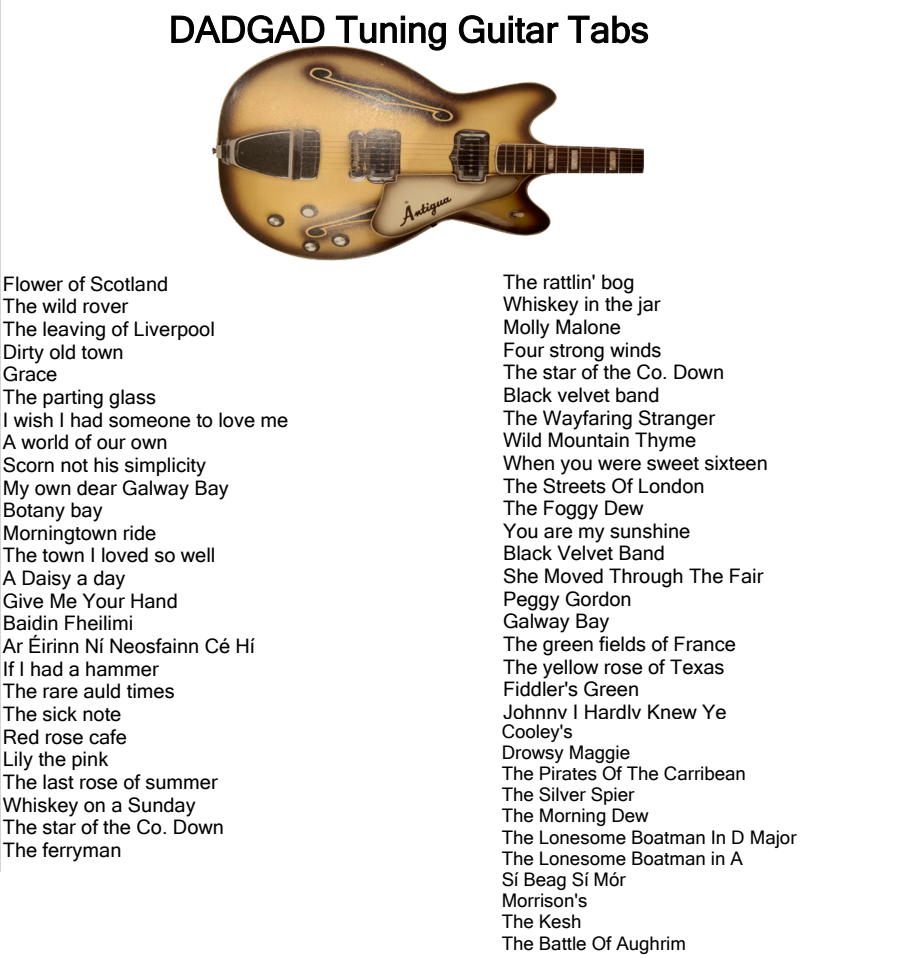folk songs in dadgad guitar tuning