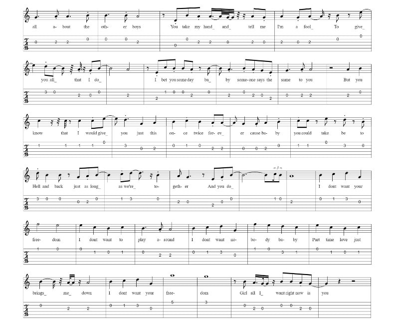 Freedom guitar tab fingerstyle by Wham part two