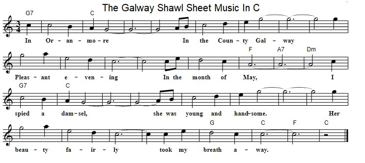 The Galway Shawl sheet music with lyrics in C Major