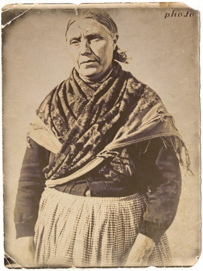 Woman wearing a Galway Shawl
