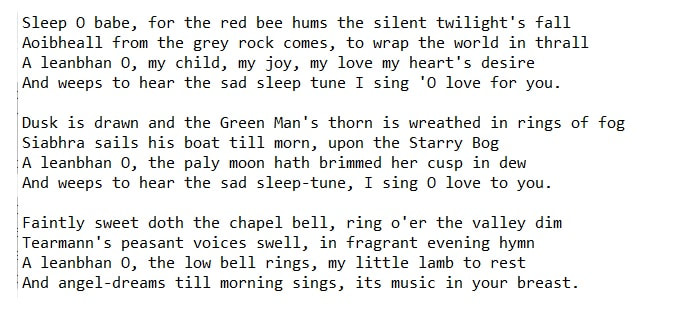 Gartan mother's lullaby lyrics by Like Kelly