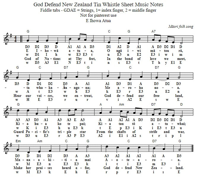 God defend New Zealand violin sheet music for beginners