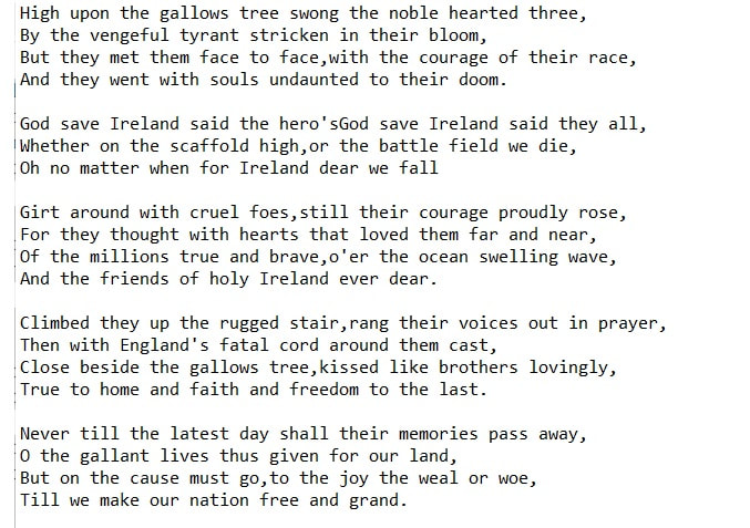 God save Ireland lyrics
