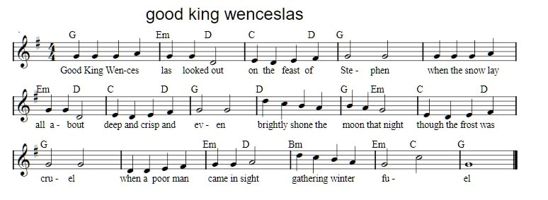 Good king wenceslas sheet music in G
