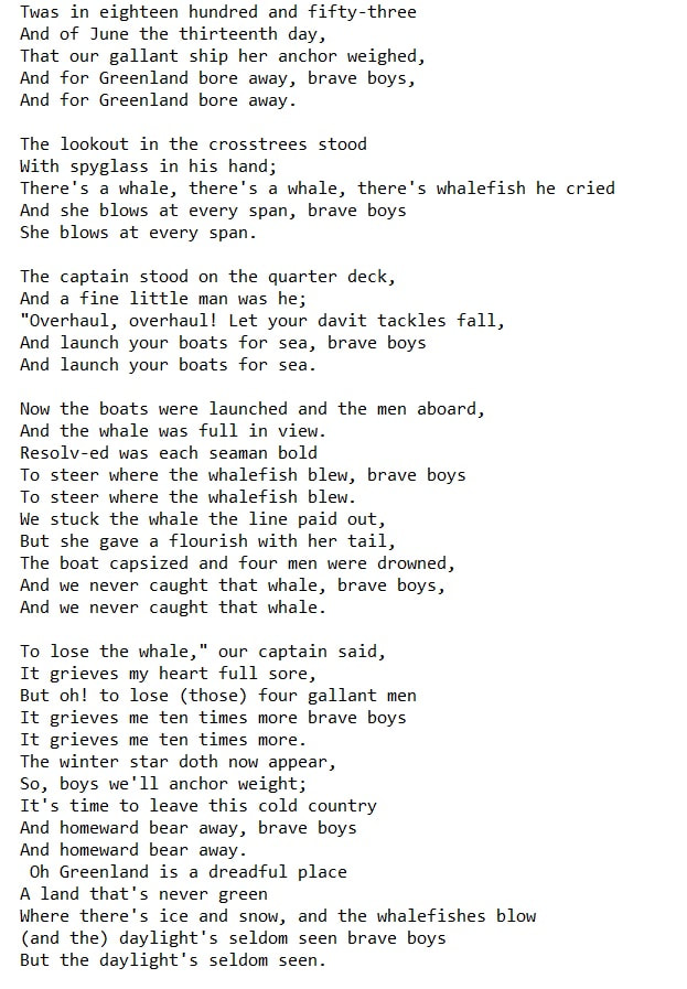 Greenland whale fisheries lyrics by The Pogues