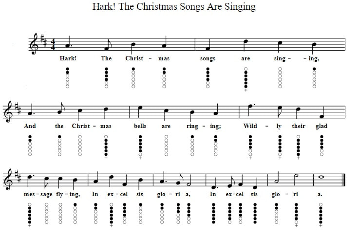 Hark the Christmas songs are singing sheet music for tin whistle