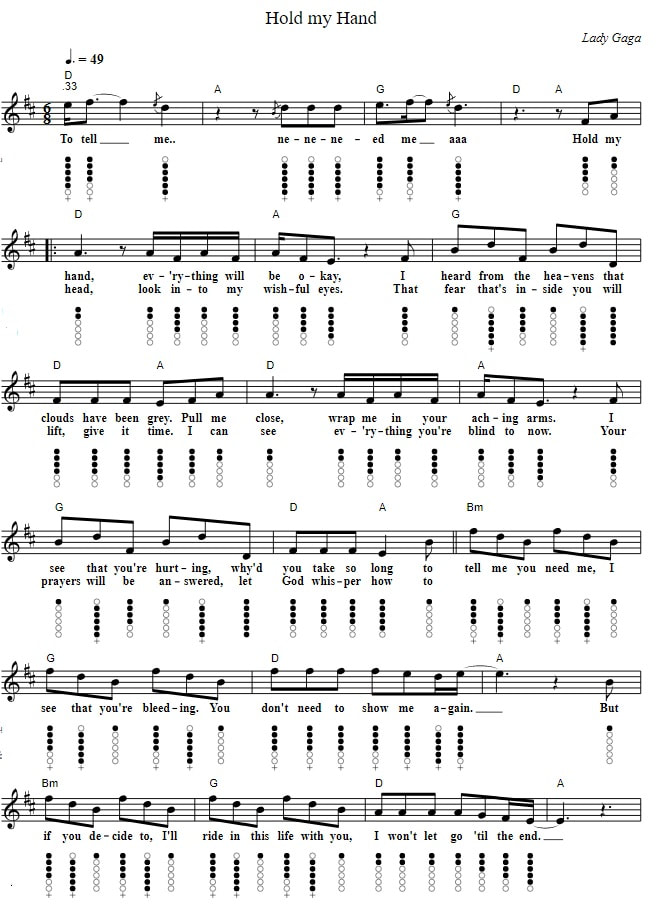 Hold My Hand Song Easy Piano Sheet Music By Lady Gaga