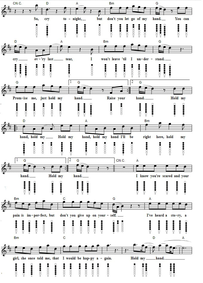 Hold my hand Song Lady Gaga tin whistle notes