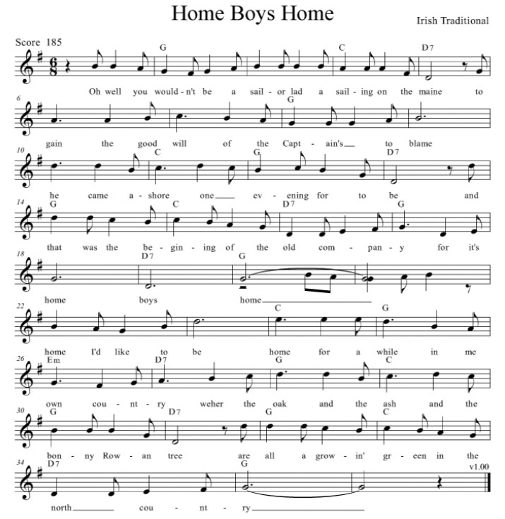 Home boys home sheet music