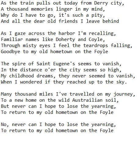 Hometown on the Foyle lyrics
