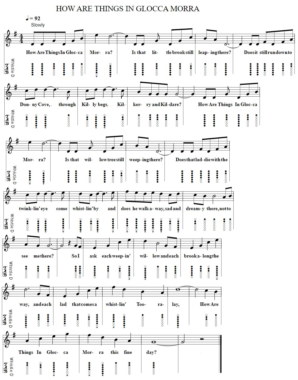 How are things in glocca morra tin whistle sheet music
