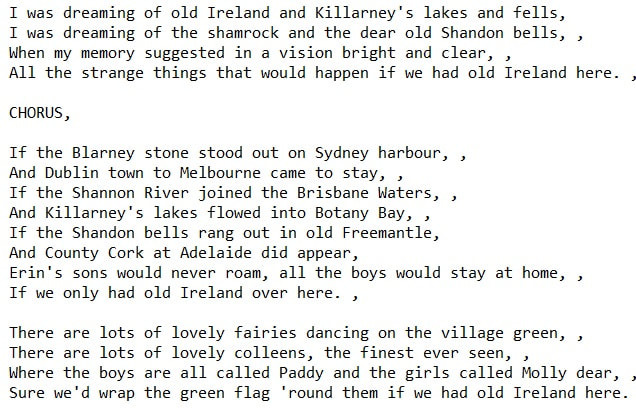 If we only had old Ireland over here lyrics