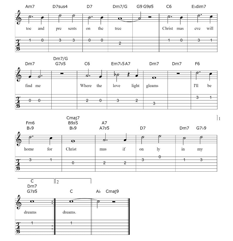 I'll be home for Christmas guitar tab fingerstyle part two