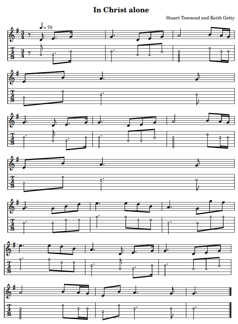 In Christ Alone Guitar Tab Fingerstyle
