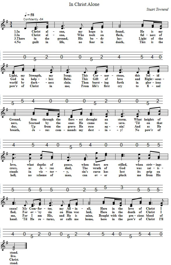 In Christ Alone Mandolin Tab In GDAE Tuning