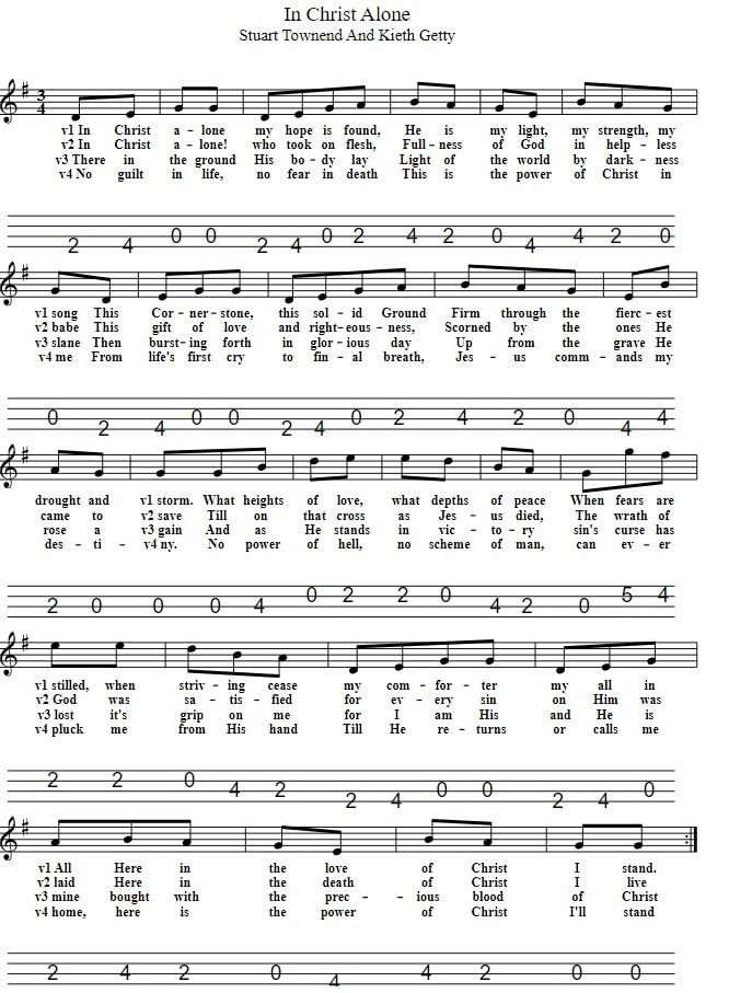 In Christ Alone Tenor Guitar / Mandola Tab In CGDA Tuning