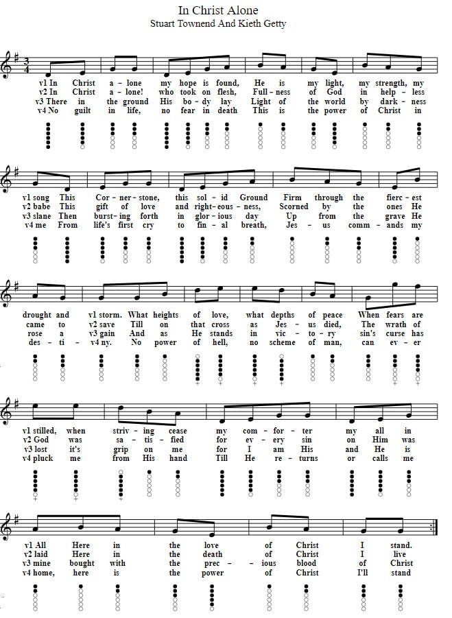 In Christ Alone Sheet Music And Tin Whistle Notes