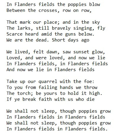 In Flanders fields lyrics