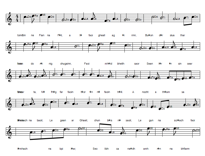 The Irish national anthem solfege do re me sheet music notes