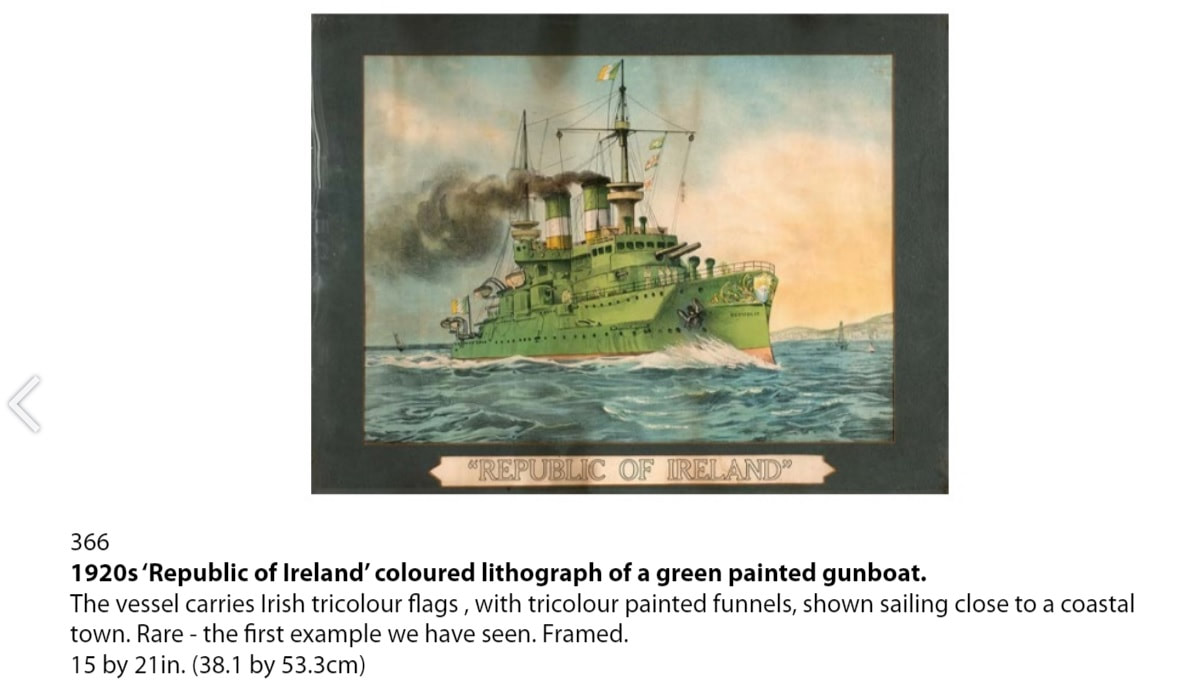 Irish Navy gun ship painting in Green White And Orange