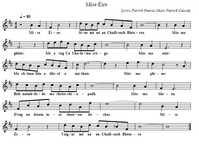Irish sheet music Mise Eire