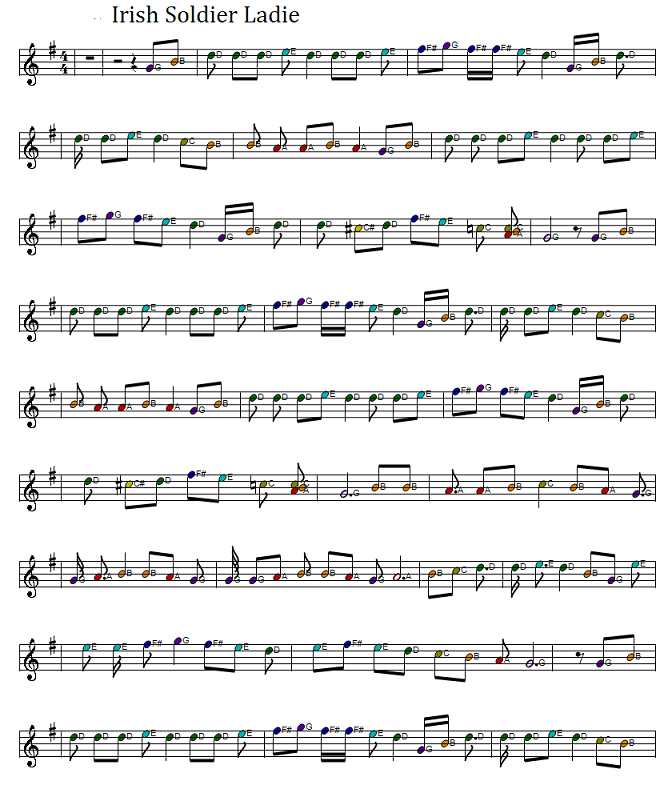 Irish soldier laddie full sheet music score in the key of G Major