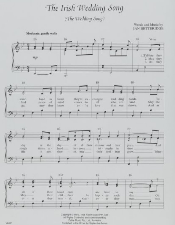 Irish wedding song sheet music lyrics and chords