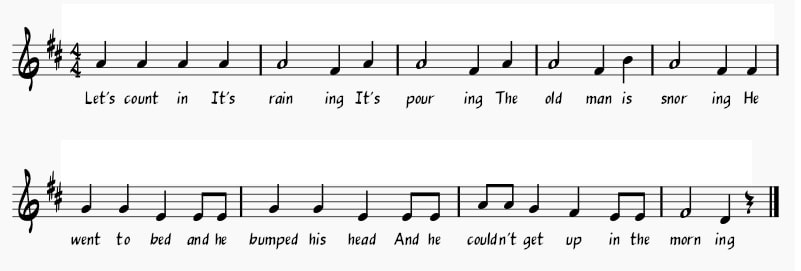 It's raining it's pouring alternative sheet music score