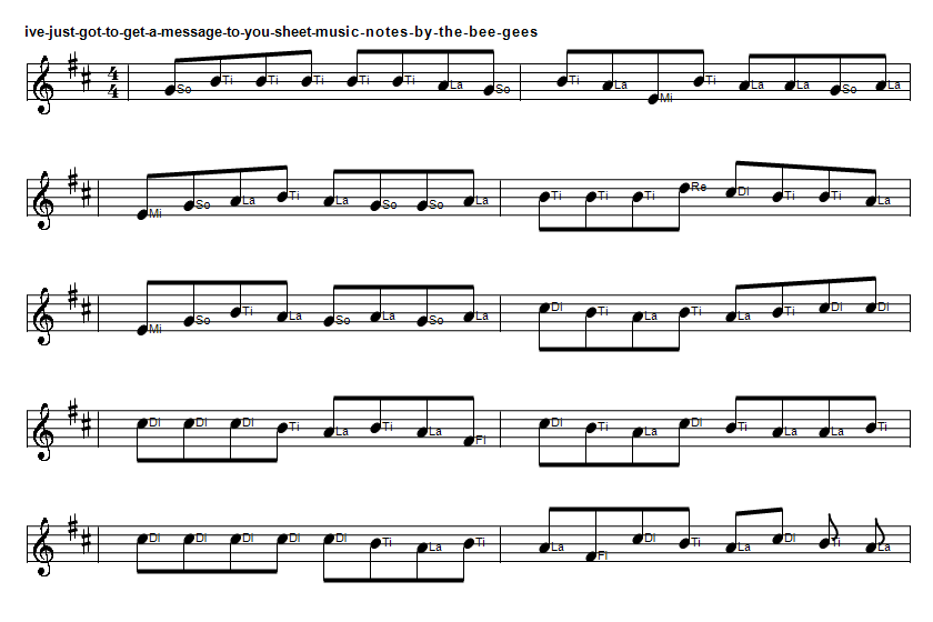 I've just got to get a message to you sheet music notes in solfege