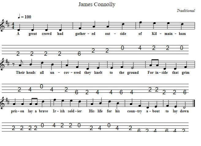 James Connolly tenor guitar / mandola tab
