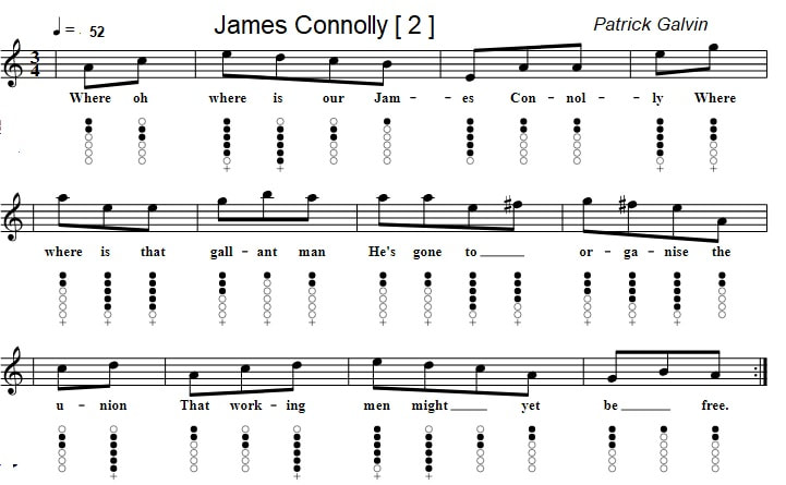 James Connolly Tin Whistle Tab Version 2