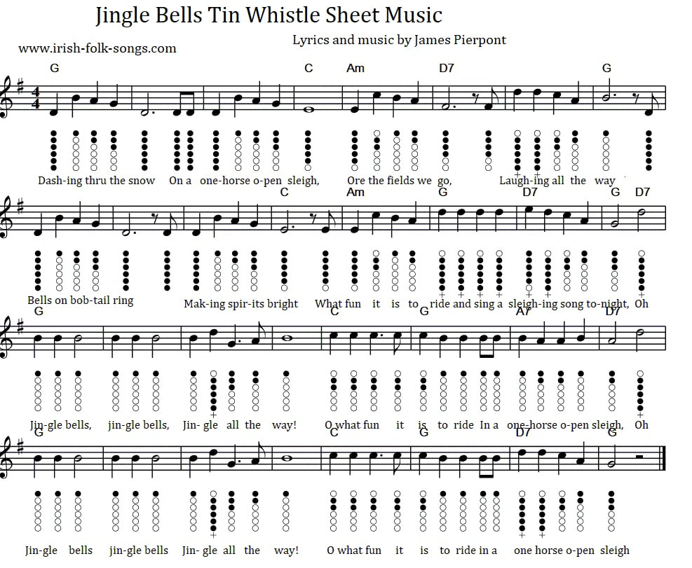 Jingle bells easy sheet music notes