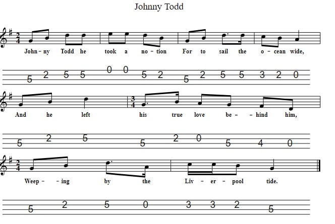 Johnny Todd mandolin / 4 string banjo tab